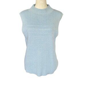Moonlight Bay women's large light blue stretchy sleeveless sparkle tank sweater